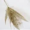 Decoraciones Navideñas Nuevas Transfronterizas Ramo Artificial con Polvo Dorado Hojas de Pluma Doradas Navideñas Accesorios Navideños de Plástico