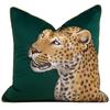 Entrada Lujo Estilo Americano Almohada Bordada de Leopardo Sala de Estar Sofá Cojín de Felpa Bronceado Cojín Lumbar Villa Hotel Mesita de Noche Cojín Cuadrado
