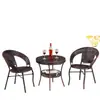 Conjunto de Mesa e Cadeiras para Varanda Externa, Conjunto de Três Peças de Cadeira de Rattan, Mesa Pequena, Mesa de Centro, Cadeira de Lazer com Encosto, Cadeira para Pátio Externo
