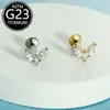 Comércio Exterior Transfronteiriço Liga de Titânio F136 Zircônia Incrustada Rosca Interna Stud para Osso da Orelha Stud para Lábio Joia para Body Piercing em Estoque