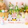 Suprimentos de Decoração de Páscoa Novos de Haobei Coelho da Páscoa Abraçando Flor Enfeites de Madeira Coelho Anão Decoração de Mesa