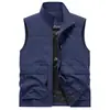 Chaleco para Hombre para Primavera, Verano, Otoño, Talla Grande, Corte Holgado, Cuello Alto, Ropa de Trabajo, Chaqueta sin Mangas Casual para Pesca al Aire Libre