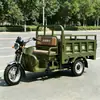 Triciclo de Carga a Gasolina Color Verde Militar, un Artículo Popular al por Mayor en África, con Potencia y Durabilidad Fuertes, Adecuado para su Uso en Áreas Urbanas y Rurales Africanas