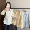 Colección Otoño 2026: Camisa de Manga Larga con Cintura de Cordón Talla Plus para el Trabajo, Top Elegante y Versátil
