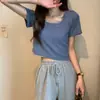 Verano 2026 Nuevo Diseño Sexy de Manga Corta Falso de Dos Piezas Ajustado para Mujer Camiseta Base Ins