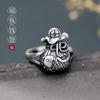 Anillo tejido estilo monedero de plata Chiba s925 para hombres y mujeres, dominante, hecho a mano, original, retro, desgastado, anillo abierto para un solo dedo.