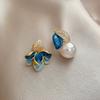 Aretes únicos estilo diseñador para mujer, Clips para orejas de moda coreana, Aretes de perlas de lujo ligero, Elementos geométricos