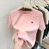 Camiseta Branca de manga curta Feminina Verão 2023 Novo Bordado Exclusivo Chic Slim-fit Top T-shirt Feminina