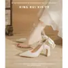 Zapatos de tacón alto estilo francés para mujer, verano 2023, diseño único, cómodos para los pies, adecuados para damas de honor y bodas, zapatos de novia de doble uso