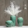 Cerâmica Jingdezhen Verde Luz Luxo Alto Padrão Vaso Retro Novo Estilo Chinês Hotel Quarto Modelo Simples Arranjo de Flores Ornamento