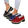 E-commerce Transfronteiriço Outono 2026 Novos Mocassins de Couro Patente com Solado Grosso Estilo Britânico Feminino Laço Salto Grosso Retro Sapatos de Salto