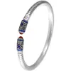 Pulsera Sutra Corazón Esmaltado para Mujer Retro Abierta Estilo Étnico Estilo Retro Literario Personalidad Moda Nacional Pulsera Azul Quemado