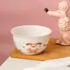 Louça de Mesa Cerâmica Naifufu Personalizada Doméstica Cor Creme Pura Estilo Ins Criativo Tigela de Arroz para Crianças Tigela de Sopa para Cozinha Colher