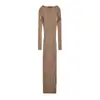 Vestido de Punto Estilo Puramente Sexy, Nuevo Modelo Otoño e Invierno, Cuello en V con Diseño Floral Tridimensional, Mangas Largas, Corte Ajustado, Vestido Bodycon para Mujer