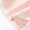 Ropa exterior de encaje dulce y femenina, shorts casuales de cintura alta, verano 2025, nuevos pantalones de pijama para casa a rayas de encaje