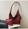 Bolsa feminina de comércio exterior transfronteiriço, nova bolsa tote estampada de leopardo retrô, camurça, grande capacidade, bolsa de ombro versátil, bolsa transversal