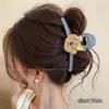 Para cabelos grossos, presilha de tubarão acrílica da moda, presilha de cabelo francesa fofa em formato de coração, presilha de garra com laço elegante para mulheres