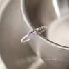 Anillo Abierto de Plata de Ley S925 con Diamante de Color para Dedo Índice, Anillo de Textura Lava de Lujo Ligero de Gama Alta, Anillo Apilable de Circonita Arcoíris