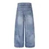 Moda 2026 Modernos Pantalones Casuales Rectos Lavados Desgastados de Doble Cintura Falso Dos Piezas Suministro al por Mayor 55