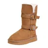 Botas de Nieve para Niños 2026 Invierno Nuevo Estilo Más Terciopelo Cálido Doble Hebilla Superficie de Felpa Bota de Algodón de Media Pantorrilla Antideslizante Botas para Niños y Niñas