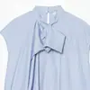 Marca Z rayada transfronteriza popular moda europea y americana AliExpress camisa con lazo ropa de mujer azul cielo dulce y fresca ZA