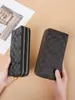 Carteira Impressa de Luxo para Mulheres 2025 Nova Longa de Grande Capacidade Bolsa Clutch com Zíper Duplo e Alça de Pulso para Celular