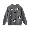 Suéter espesso 100% lã com estampa de pinguim para meninas e meninos, suéter infantil 100% lã pura, blusa para bebê menina, versátil e de alta qualidade