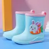 Botas de Lluvia de Dibujos Animados para Niños de Primaria Niños Medianos y Grandes Botas de Lluvia Impermeables Botas de Agua de Caña Media Botas de Lluvia Desmontables Forradas de Polar para Niños y Niñas