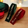 Cinta de Navidad de Terciopelo con Moño Dorado Estampado Cinta de Satén Impresa Decoración de Árbol de Navidad Arreglo de Escena Cinta Decorativa