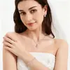 Set de Collar y Pulsera de Cobre Incrustado con Circonita de Amazonia Transfronterizo con un Diseño Versátil, Adecuado para Fiestas de Baile y Joyería Femenina