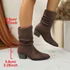 Botas de caña alta retro de terciopelo de nueva llegada transfronterizas para mujer, tacón grueso, altura media, estilizan, versátiles, botas de montar, talla grande, zapatos de mujer de comercio exterior