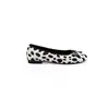 Casa de Uvas~Nuevo Estilo Otoño Tacón Plano Elegantes Retro Crin de Caballo Estampado de Leopardo Lunares Punta Redonda Moño Boca Baja Zapatos de Salón Mujer