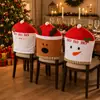 Decoración Navideña para Sillas Suministros Papá Noel Muñeco de Nieve Reno Cubierta de Silla Cubierta para Silla de Comedor Navideña Hotel Restaurante Festivo