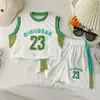 Traje Deportivo sin Mangas para Niños Nuevo Conjunto de Baloncesto para Niños Pequeños y Mayores Ropa de Verano de Secado Rápido Niños y Niñas Chaleco y Pantalones Cortos