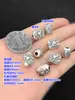 Plata pura s999 Retro Flor de Loto Zakiram Cuentas Separadas Cuentas de Cubo Pulsera de Cuerda Trenzada Pulsera Collar Accesorios DIY Hechos a Mano