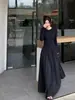 Vestido Preto Slim Fit Estilo Hepburn Francês Infantil Outono Inicial 2023 Nova Sensação Cintura Elegante Vestido Longo