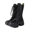 Botas de Tacón Súper Alto hasta Media Pantorrilla Estilo Europeo y Americano Tallas 35-44, Botas de Mujer con Cremallera Otoño e Invierno, Puntera Redonda Charol, Talla Grande Transfronteriza, Suela Gruesa, Antideslizante