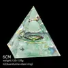 Transfronterizo 6cm Cristal Natural Letra Dorada Adorno Decorativo de Escritorio para el Hogar Pirámide de Resina para Chakra Yoga Meditación