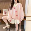 Sudadera Jacquard de Dos Piezas de Tendencia para Mujer 2025 Nuevo Estilo Coreano de Primavera y Otoño Suelta Informal