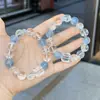 Pulseira de Cristal Branco Água-Marinha Natural Feminina Luxo Leve Nicho Sensação de Alto Padrão Pulseira Pura Sorte Presente de Transferência Fresco Fábrica