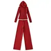 Ropa de Mujer Transfronteriza al por Mayor Otoño e Invierno Nuevo Estilo Europeo y Americano Felpa Deportiva con Cremallera Cepillada Chaqueta Conjunto de Pantalones de Chándal de Cintura Alta