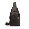 Bolso cruzado pequeño para hombre con textura de piel genuina, bolso de pecho casual moderno impermeable, bolso cruzado de alta gama para hombre