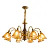 Candelabro vintage estilo francés para sala de estar, candelabro principal retro de madera maciza para el recibidor, candelabro de bambú con estética de la dinastía Song, candelabro con forma de calabaza, candelabro de hierro forjado