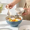 Conjunto de Jantar Cerâmico Azul com Esmalte Submerso e Designs Florais para Atacado, Tigelas e Pratos de Alta Estética para Chá de Casa e Uso Doméstico