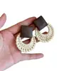 Pendientes de Flor Trenzada Estilo Resort para Mujer, Pendientes de Playa Estilo Bohemio, Pendientes Dopamina Adecuados para el Verano