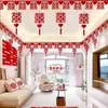 Set de decoración para habitación de boda con personajes "Feliz", coplas festivas rojas para la sala de estar, el dormitorio y el nuevo hogar