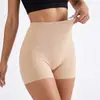 Calcinhas de controle de barriga de cintura alta transfronteiriças europeias e americanas, modeladores de seda gelada sem costura, shorts de segurança que levantam o bumbum, leggings esportivos respiráveis de verão