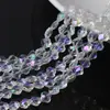 Galvanoplastia cor mágica 6/8MM trevo de quatro folhas brincos diy material pingente grama da sorte furo central contas de cristal de vidro prensado