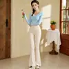 Traje de Yoga para Mujer Conjunto 2026 Otoño Nuevo Estilo Deportivo Manga Larga Impresionante Top de Encaje Pilates Entrenamiento Ropa de Fitness
