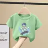 Camiseta de Manga Curta para Meninos Verão 2025 Novo Estilo, Blusa de Verão de Meia-Manga 100% Algodão para Crianças Maiores, Roupa Infantil da Moda